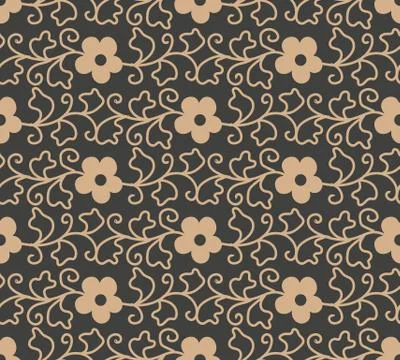 Vector damask seamless retro pattern background botanic garden spiral curve c イラスト素材
