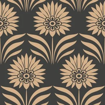Vector damask seamless retro pattern background botanic garden nature leaf fl イラスト素材