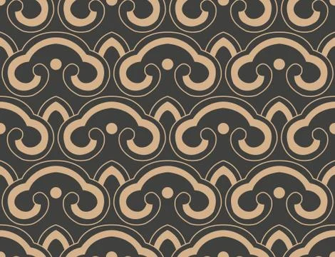 Vector damask seamless retro pattern background oriental spiral curve cross f 스톡 일러스트