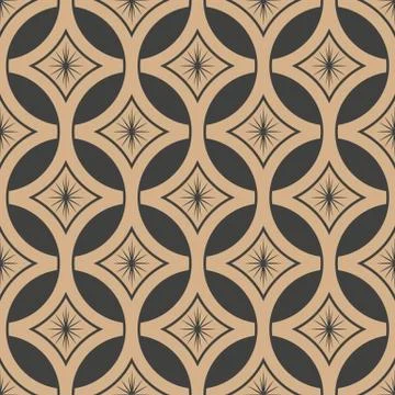 Vector damask seamless retro pattern background round star cross frame chain  Stock Illustration