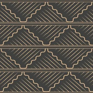 Vector damask seamless retro pattern background spiral curve wave cross frame Stock Illustration