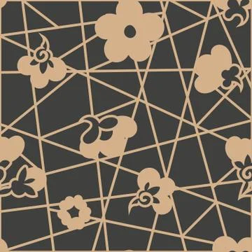 Vector damask seamless retro pattern background geometry cross frame line flo Illustrazione stock
