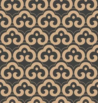 Vector damask seamless retro pattern background oriental curve spiral cross f Stock Illustration