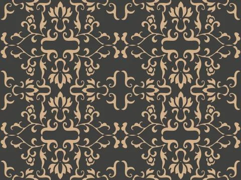 Vector damask seamless retro pattern background spiral curve cross botnaic ga Stock Illustration