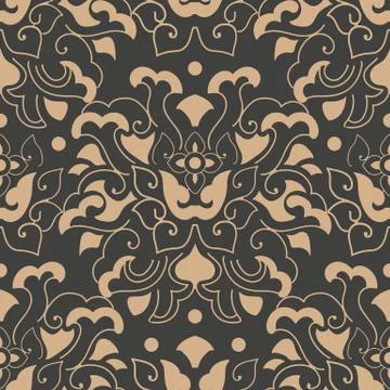 Vector damask seamless retro pattern background spiral curve cross botnaic ga Stock Illustration