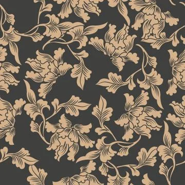 Vector damask seamless retro pattern background oriental spiral curve cross b Stock Illustration