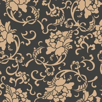 Vector damask seamless retro pattern background spiral curve cross leaf frame イラスト素材