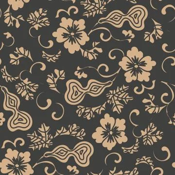 Vector damask seamless retro pattern background oriental spiral curve polygon Illustrazione stock