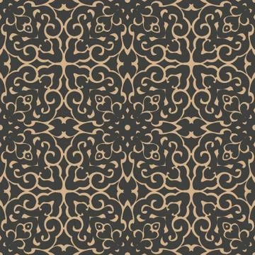 Vector damask seamless retro pattern background oriental spiral curve cross f Stock Illustration