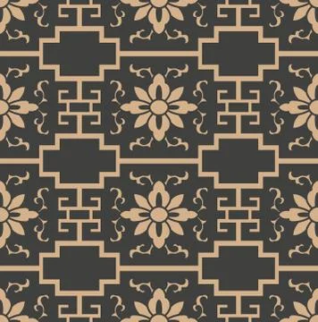 Vector damask seamless retro pattern background geometry cross tracery frame  Stockillustratie