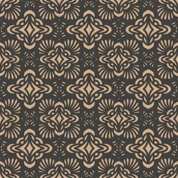 Vector damask seamless retro pattern background oriental spiral curve cross f Stock Illustration