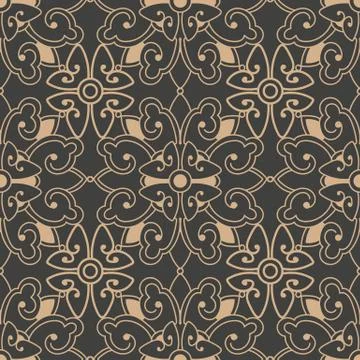 Vector damask seamless retro pattern background oriental spiral curve cross f Illustrazione stock