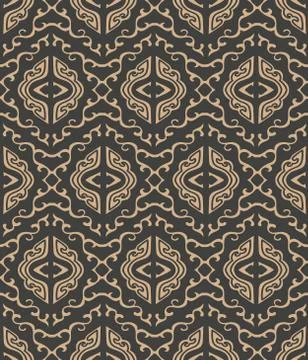 Vector damask seamless retro pattern background spiral oriental curve cross f Stock Illustration