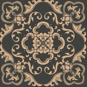 Vector damask seamless retro pattern background spiral curve cross oriental f Illustrazione stock