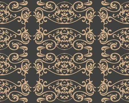 Vector damask seamless retro pattern background spiral curve cross oriental f Illustrazione stock