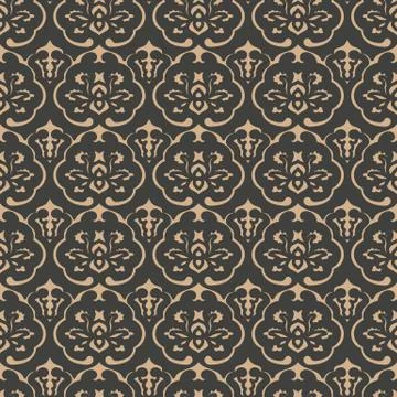 Vector damask seamless retro pattern background spiral curve cross oriental f Stock Illustration