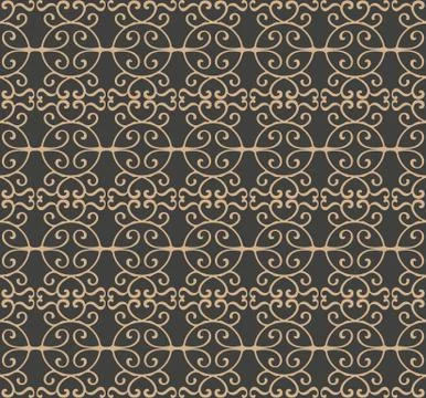 Vector damask seamless retro pattern background spiral vortex curve cross ori Stock Illustration