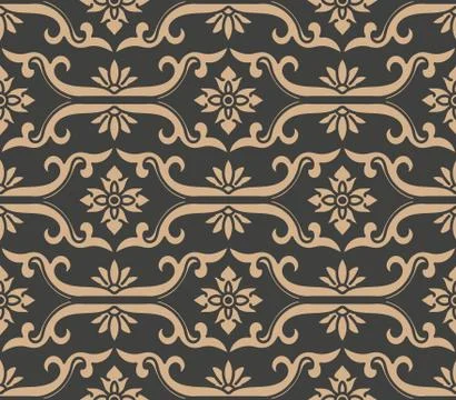 Vector damask seamless retro pattern background spiral curve cross oriental f Illustrazione stock