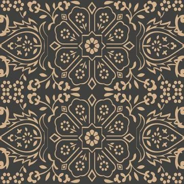 Vector damask seamless retro pattern background geometry cross polygon frame  Illustrazione stock