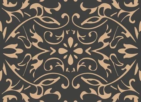 Vector damask seamless retro pattern background spiral curve cross oriental f Stock Illustration