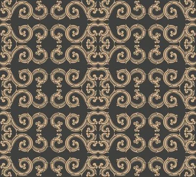 Vector damask seamless retro pattern background spiral vortex curve cross ori Stock Illustration