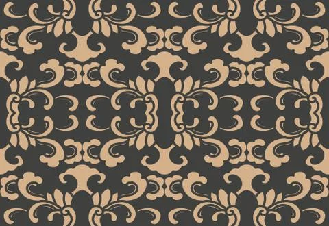 Vector damask seamless retro pattern background spiral curve cross oriental f Illustrazione stock