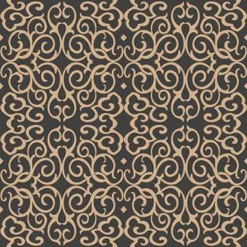 Vector damask seamless retro pattern background spiral curve cross fame chain Illustrazione stock