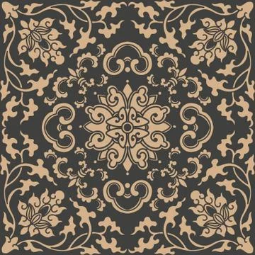 Vector damask seamless retro pattern background spiral curve cross oriental f Illustrazione stock