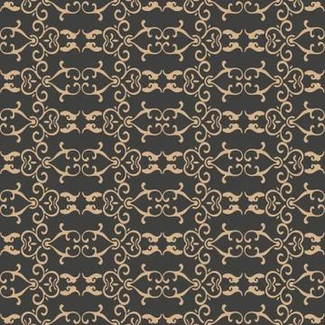 Vector damask seamless retro pattern background oriental spiral cross frame c Stock Illustration
