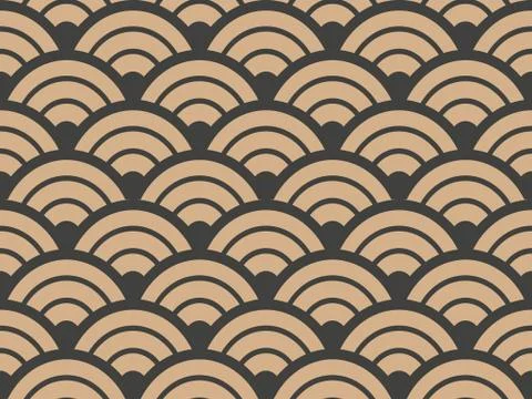 Vector damask seamless retro pattern background geometry round curve cross sc Stock Illustration