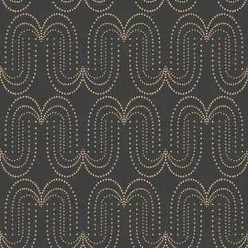 Vector damask seamless retro pattern background curve cross dot line frame Stock Illustration