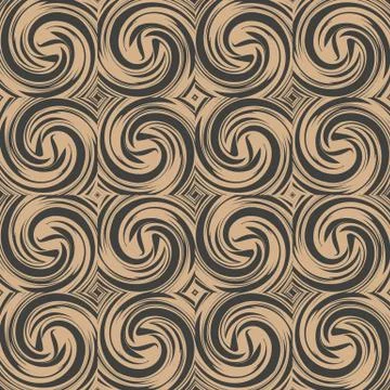 Vector damask seamless retro pattern background spiral vortex cross wave abst Stock Illustration