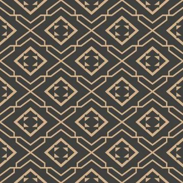 Vector damask seamless retro pattern background polygon geometry square trian Stock Illustration