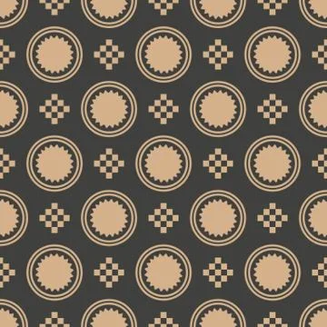 Vector damask seamless retro pattern background round check geometry cross or Stock Illustration