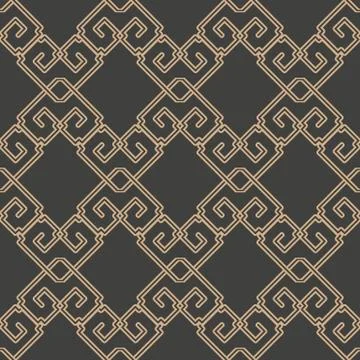 Vector damask seamless retro pattern background oriental spiral cruve cross f 库存插图