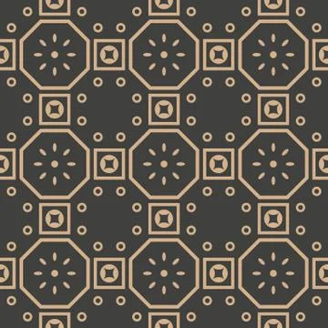 Vector damask seamless retro pattern background oriental polygon square geome 스톡 일러스트