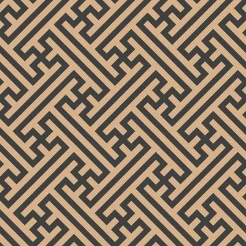 Vector damask seamless retro pattern background oriental spiral poygon geomet Stock Illustration