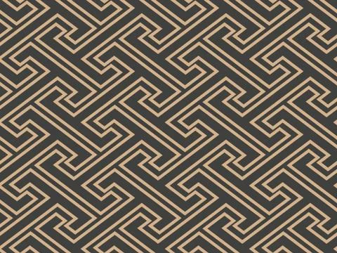 Vector damask seamless retro pattern background oriental spiral poygon geomet Stock Illustration