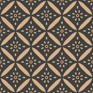 Vector damask seamless retro pattern background curve round cross frame flowe Illustrazione stock