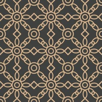 Vector damask seamless retro pattern background round curve cross geometry fr Illustrazione stock