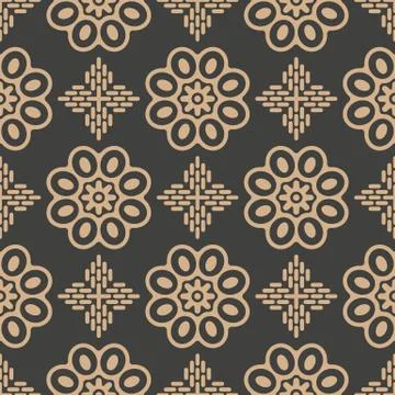 Vector damask seamless retro pattern background round curve cross oriental fr 스톡 일러스트