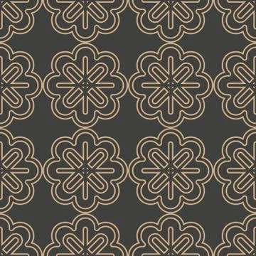 Vector damask seamless retro pattern background spiral round curve cross fram Stock Illustration