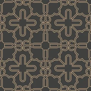 Vector damask seamless retro pattern background spiral round curve cross fram Illustrazione stock