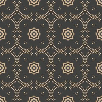 Vector damask seamless retro pattern background round dot cross frame line fl Stockillustratie