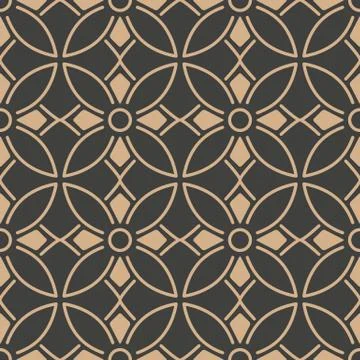 Vector damask seamless retro pattern background round curve cross frame line  스톡 일러스트