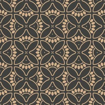 Vector damask seamless retro pattern background round curve cross frame line  Illustrazione stock