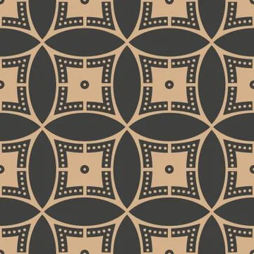 Vector damask seamless retro pattern background geometry round curve cross do Stock Illustration