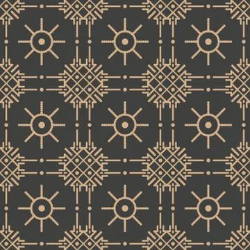 Vector damask seamless retro pattern background round cross frame line kaleid Stock Illustration