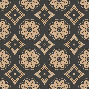 Vector damask seamless retro pattern background round curve cross check flowe Illustrazione stock