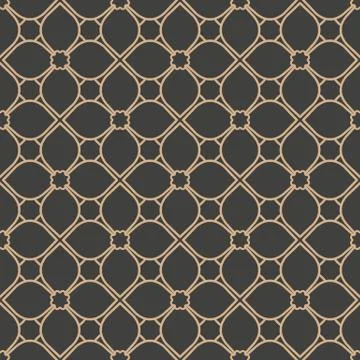 Vector damask seamless retro pattern background round check curve cross frame Stock Illustration